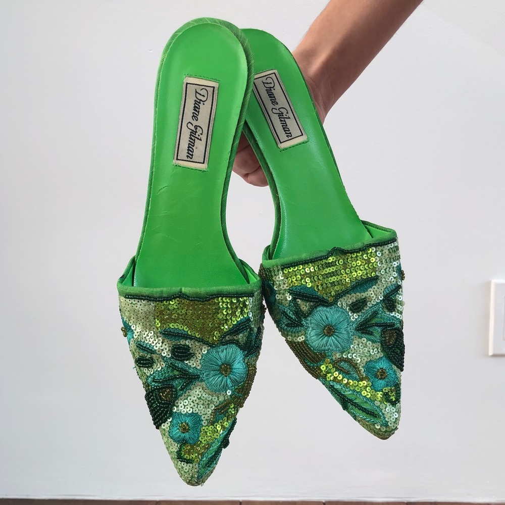 Vintage Sequin/Embroidered Kitten Heels